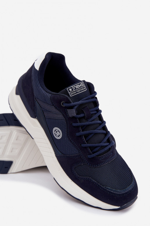 Buty Sportowe Sneakersy Męskie Na Platformie Granatowe Hanirin Buty Sportowe Sneakersy Męskie Na Platformie Granatowe Hanirin