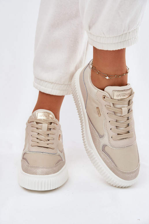 Womens Leather Sneakers On Platform Beige Velarria