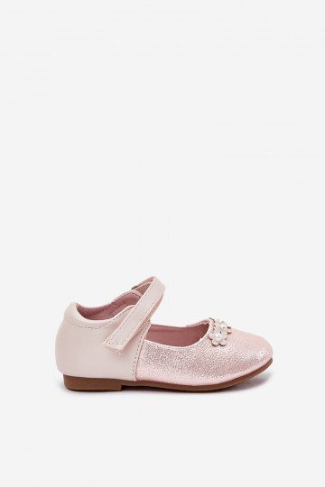 Children's Ballet Flats With Velcro And Flowers Pink Nikione 2