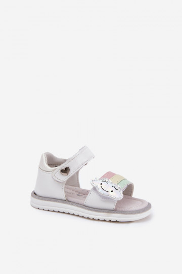 Children's Sandals With Velcro White Orailla