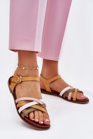 Womens sandals with interlacing straps SK090H yellow Sergio Leone