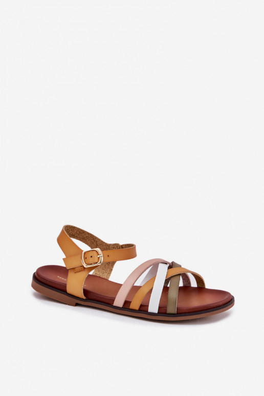 Womens sandals with interlacing straps SK090H yellow Sergio Leone