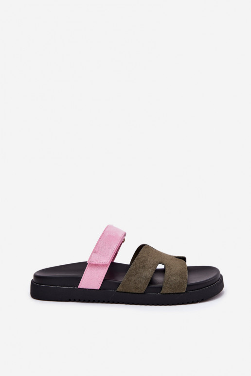 Women's Slippers With Velcro Vinceza 17401 Green-Pink Women's Slippers With Velcro Vinceza 17401 Green-Pink