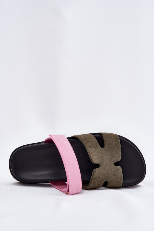Women's Slippers With Velcro Vinceza 17401 Green-Pink Women's Slippers With Velcro Vinceza 17401 Green-Pink