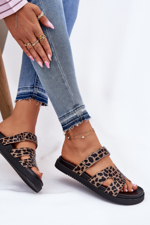 Women'S Slippers With Velcro Vinceza 17401 Panther