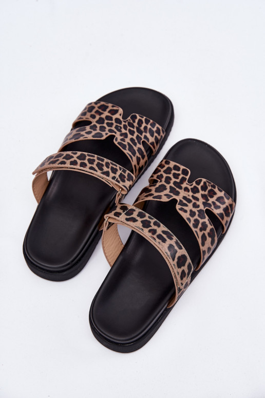 Women'S Slippers With Velcro Vinceza 17401 Panther