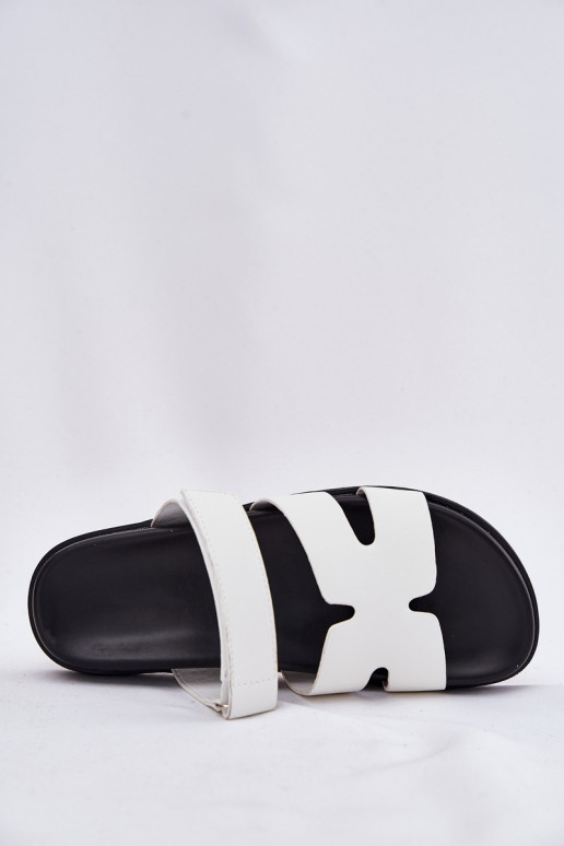 Women's Slippers With Velcro Vinceza 17401 White Women's Slippers With Velcro Vinceza 17401 White