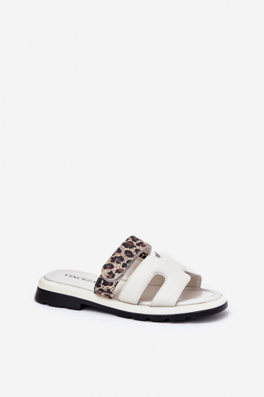 Ladies Leather Sandals With Velcro Leopard Vinceza 66769 Light Beige Ladies Leather Sandals With Velcro Leopard Vinceza 66769 Light Beige