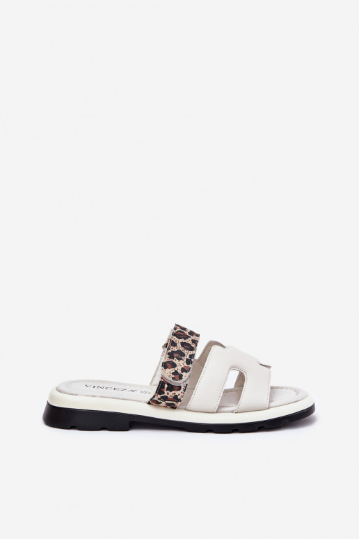 Ladies Leather Sandals With Velcro Leopard Vinceza 66769 Light Beige Ladies Leather Sandals With Velcro Leopard Vinceza 66769 Light Beige