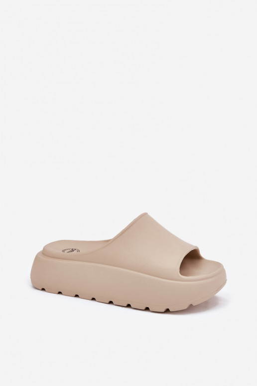 Foam Women's Slippers On Platform Beige Xalvania Foam Women's Slippers On Platform Beige Xalvania