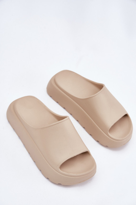 Foam Women's Slippers On Platform Beige Xalvania Foam Women's Slippers On Platform Beige Xalvania