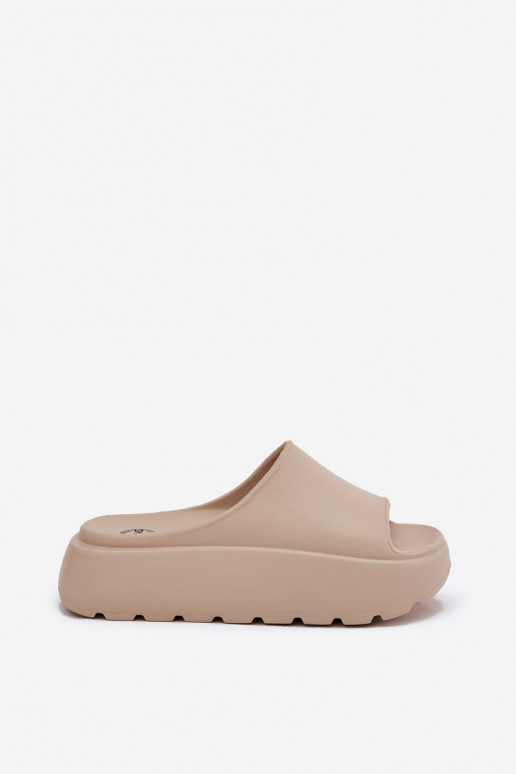 Foam Women's Slippers On Platform Beige Xalvania Foam Women's Slippers On Platform Beige Xalvania