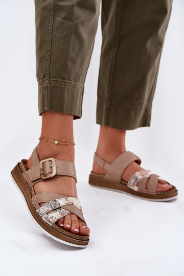 Ladies Sandals With Buckle Beige Inblu GS000056 2