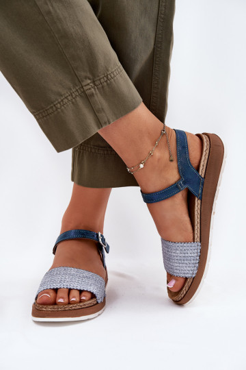 Women's Sandals With Braiding On The Strap Blue Inblu GS000050 2