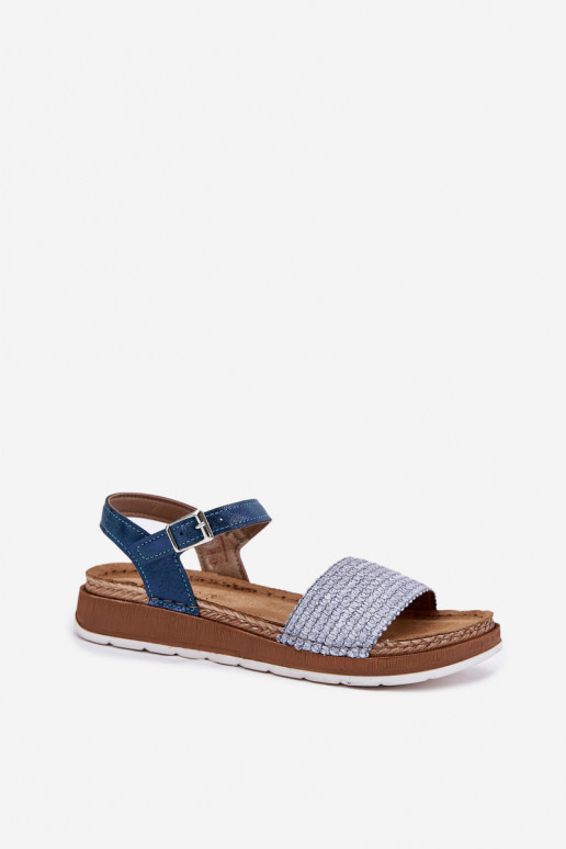 Women's Sandals With Braiding On The Strap Blue Inblu GS000050 Women's Sandals With Braiding On The Strap Blue Inblu GS000050