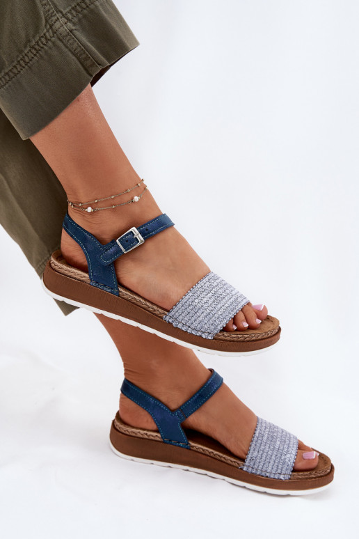 Women's Sandals With Braiding On The Strap Blue Inblu GS000050 Women's Sandals With Braiding On The Strap Blue Inblu GS000050