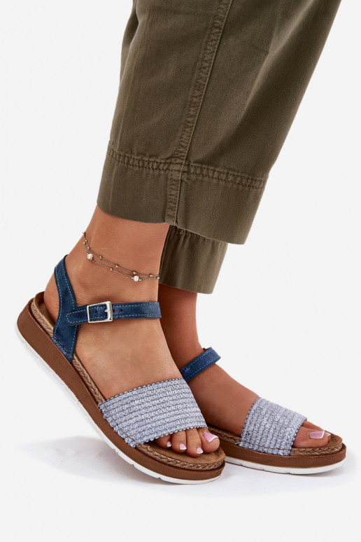 Women's Sandals With Braiding On The Strap Blue Inblu GS000050 Women's Sandals With Braiding On The Strap Blue Inblu GS000050