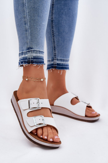 Womens Sandals With Buckles White Inblu CP000042 2