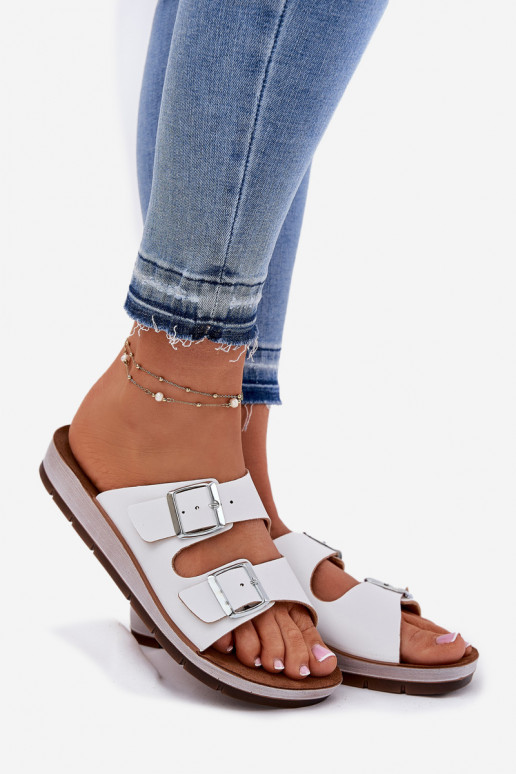 Womens Sandals With Buckles White Inblu CP000042 Womens Sandals With Buckles White Inblu CP000042
