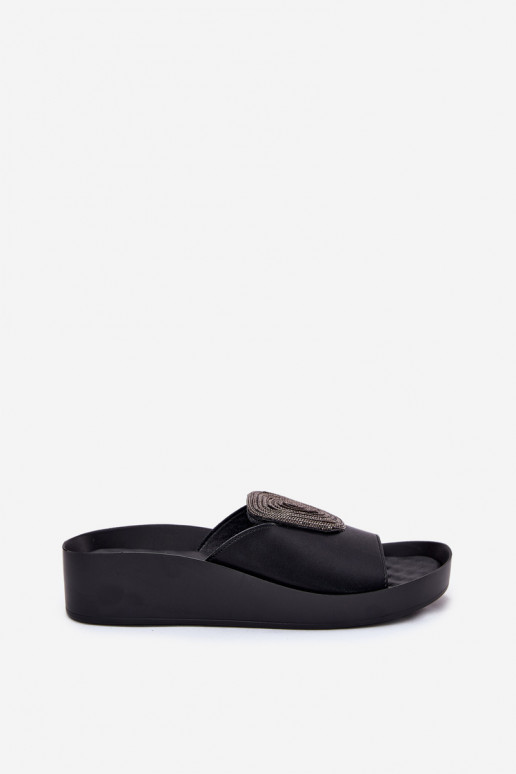 Leather Ladies Slippers With Decoration KV51-028 Black Leather Ladies Slippers With Decoration KV51-028 Black