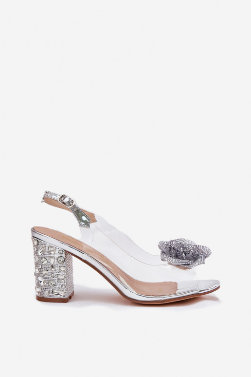 Transparent Heels With Crystals And Decoration D&A MR51-702 Silver Transparent Heels With Crystals And Decoration D&A MR51-702 Silver