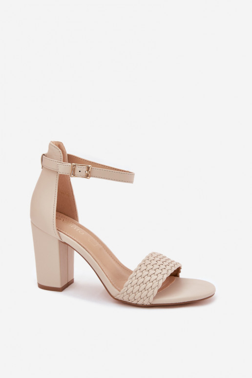 Women's Heeled Sandals with Braided Strap Beige Asdine