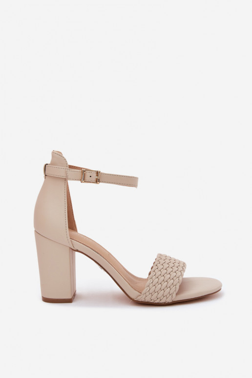 Women's Heeled Sandals with Braided Strap Beige Asdine