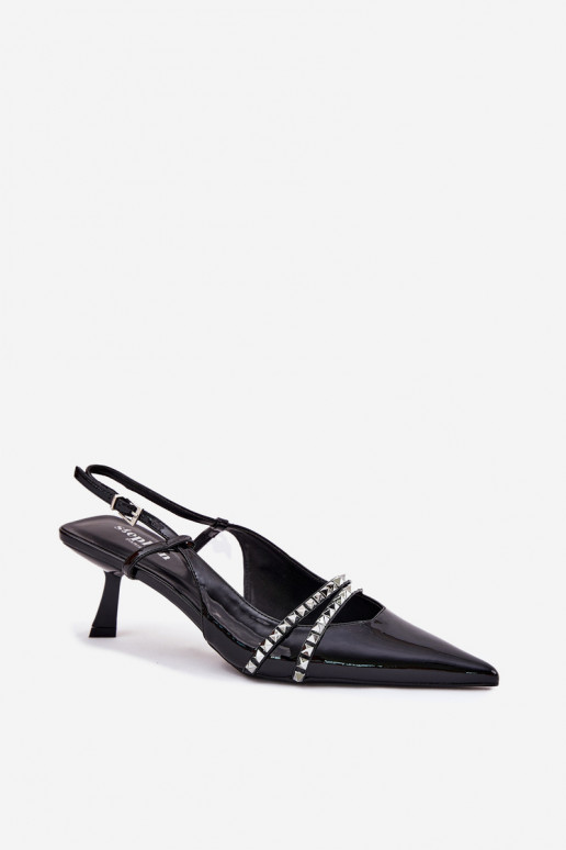 Lacquered Stiletto Heels With Decorative Straps Jelmia Lacquered Stiletto Heels With Decorative Straps Jelmia