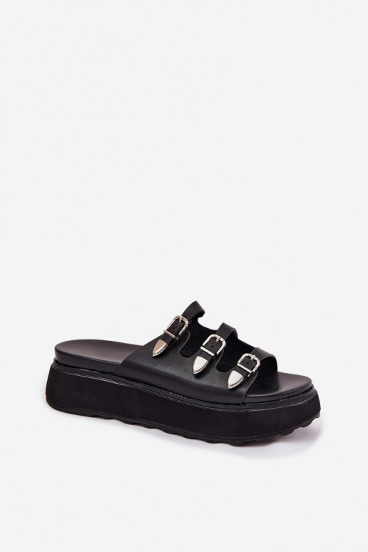 Women Platform Slippers With Straps Black Nimiotte Women Platform Slippers With Straps Black Nimiotte
