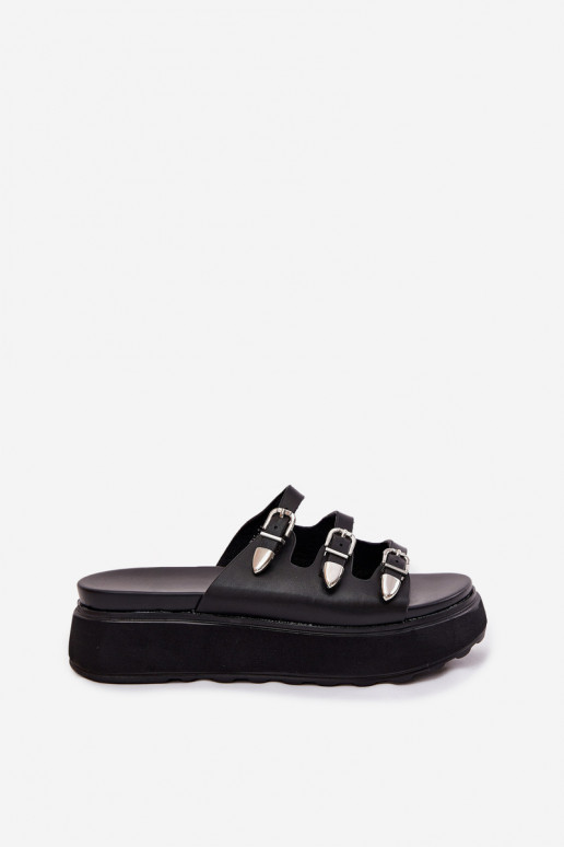 Women Platform Slippers With Straps Black Nimiotte Women Platform Slippers With Straps Black Nimiotte