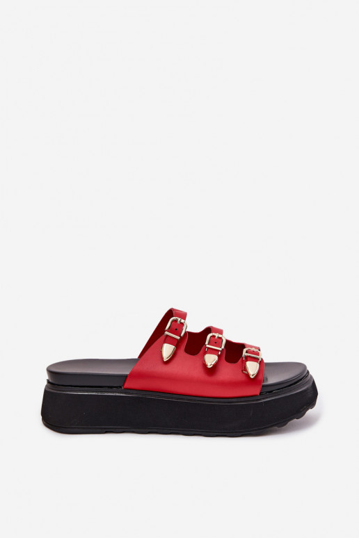Ladies Platform Sandals With Straps Red Nimiotte