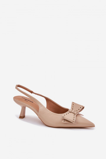 High Heel Shoes With Bow Beige Folesca 2