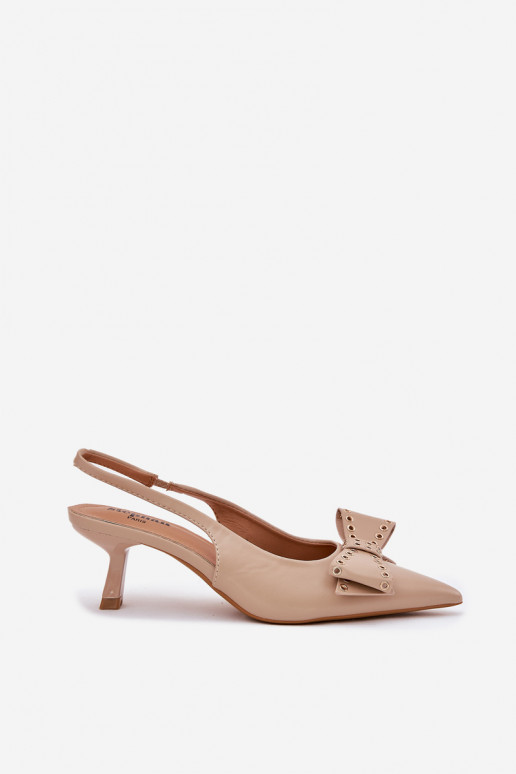 High Heel Shoes With Bow Beige Folesca High Heel Shoes With Bow Beige Folesca