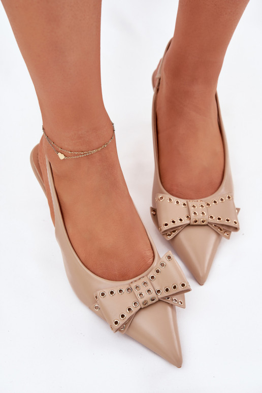 High Heel Shoes With Bow Beige Folesca High Heel Shoes With Bow Beige Folesca