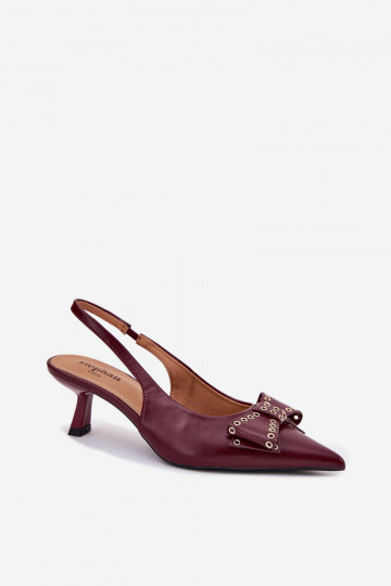 Czółenka Na Szpilce Z Kokardą Bordowe Folesca 2