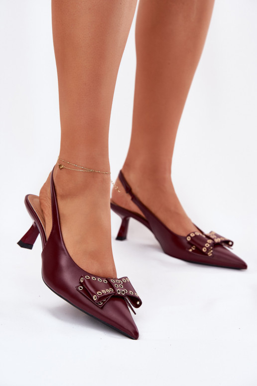 Stiletto Heels With Bow Burgundy Folesca Stiletto Heels With Bow Burgundy Folesca