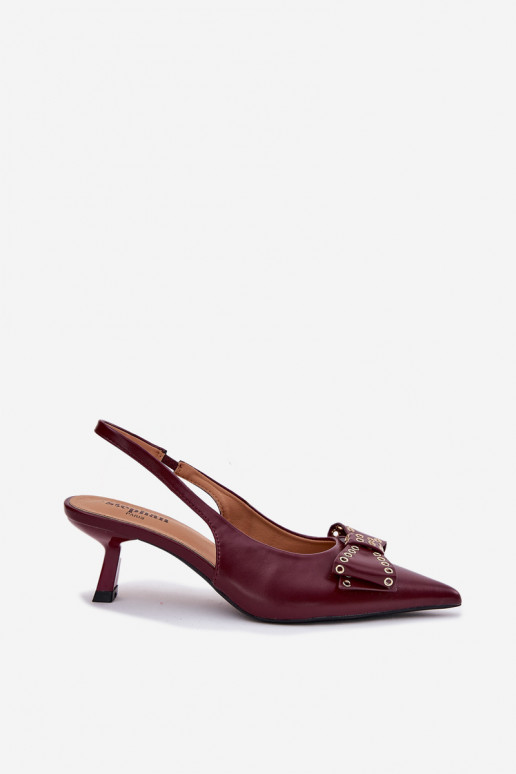 Stiletto Heels With Bow Burgundy Folesca Stiletto Heels With Bow Burgundy Folesca