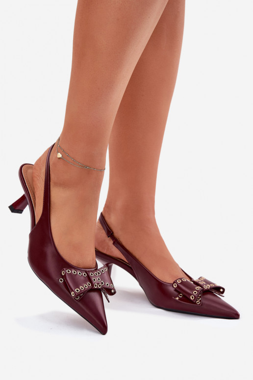 Stiletto Heels With Bow Burgundy Folesca Stiletto Heels With Bow Burgundy Folesca