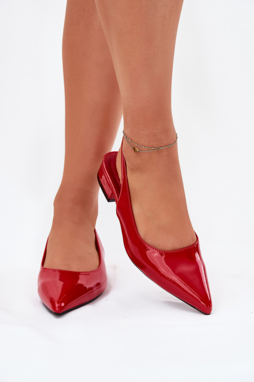 Lacquered Ballerinas On Low Heel Red Testori