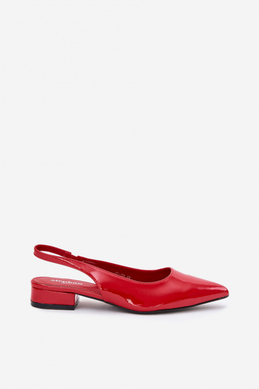 Lacquered Ballerinas On Low Heel Red Testori