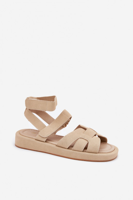 Women's Sandals With Velcro Beige Uvissa Women's Sandals With Velcro Beige Uvissa