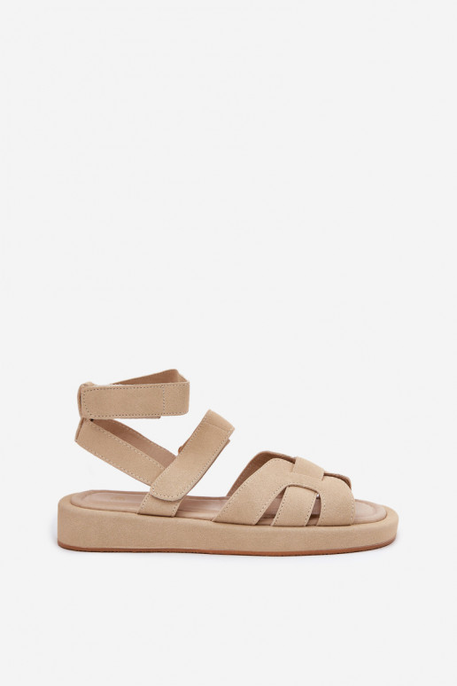 Women's Sandals With Velcro Beige Uvissa Women's Sandals With Velcro Beige Uvissa