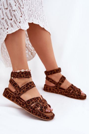 Women's sandals with Velcro leopard Uvissa