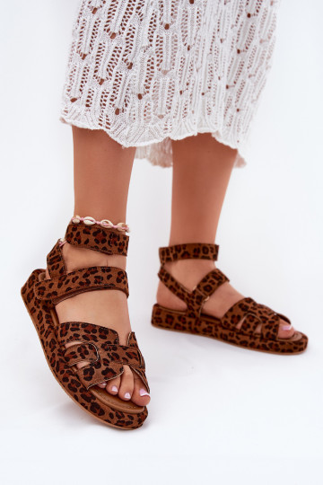 Women's sandals with Velcro leopard Uvissa 2