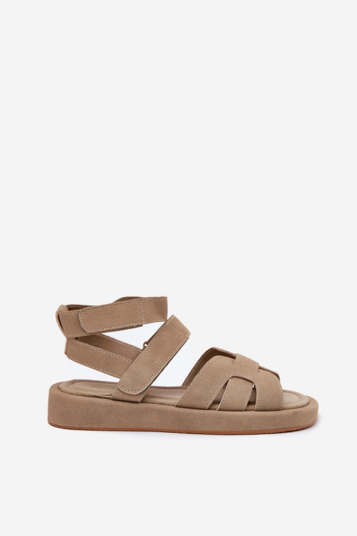 Ladies Sandals With Velcro Khaki Uvissa Ladies Sandals With Velcro Khaki Uvissa