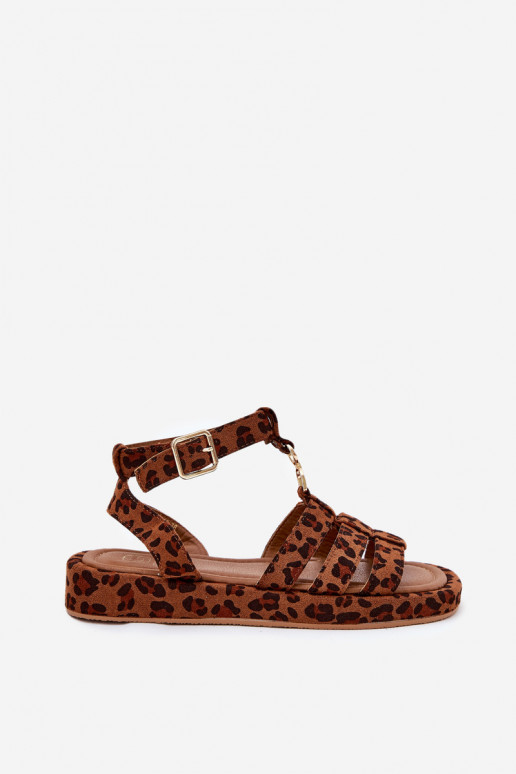 Ladies platform sandals with gold detail leopard Kartia Ladies platform sandals with gold detail leopard Kartia