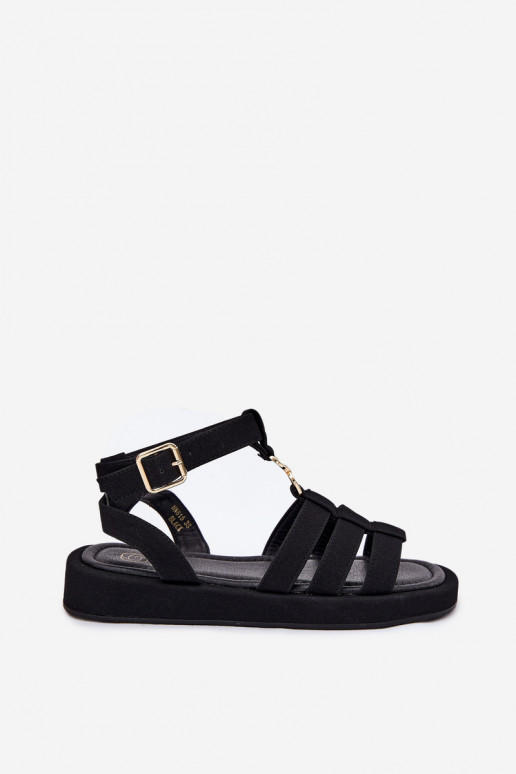 Women's Platform Sandals With Gold Detail Black Kartia
