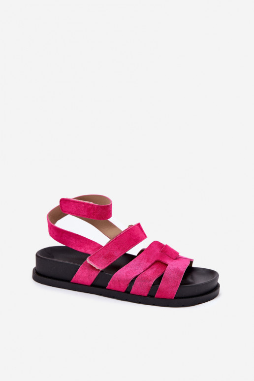 Eco Suede Women's Sandals With Velcro Fuchsia Valpera