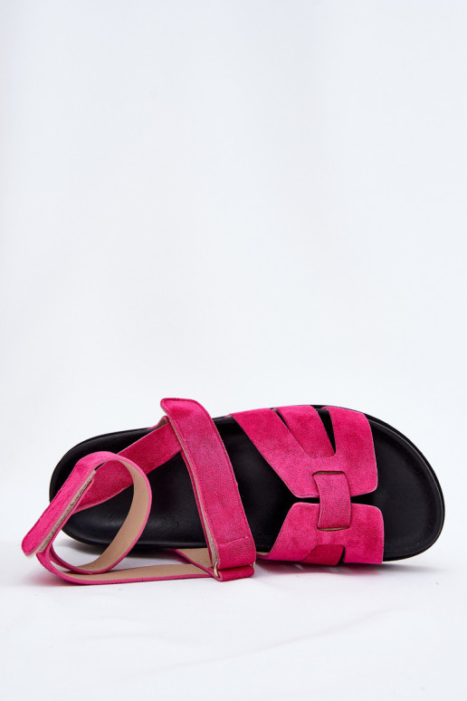 Eco Suede Women's Sandals With Velcro Fuchsia Valpera