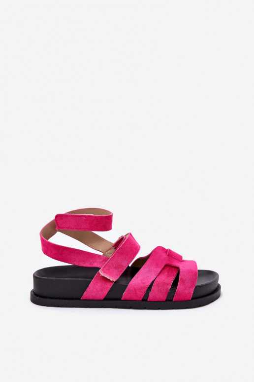 Eco Suede Women's Sandals With Velcro Fuchsia Valpera